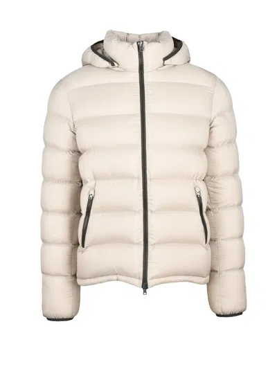 Herno Matte Finish Quilted Down Jacket With High Collar In Neutral