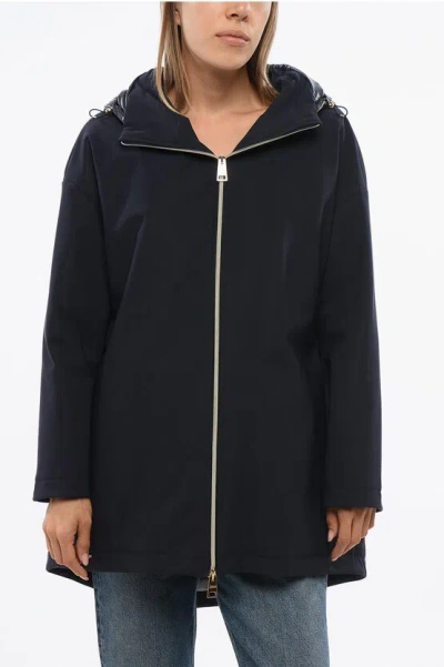 Herno Matte Nylon Down Jacket With Removable Hood In Blue