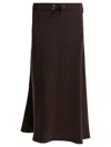 Herno Matte Satin Midi Skirt In Brown