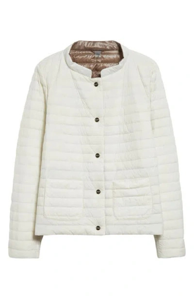 Herno Matte To Shiny Reversible Down Puffer Jacket In White To Taupe