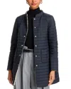 Herno Matte To Shiny Reversible Puffer Coat In Navy/champagne