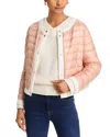 Herno Matte Trim Quilted Short Jacket In Rose Pink/white