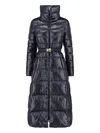 Herno Maxi Puffer Jacket With Belt And High Collar In Black