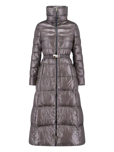 Herno Maxi Belted Down Jacket In Gray