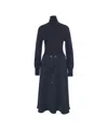 Herno Maxi Dress With High Collar And Adjustable Waist In Blue