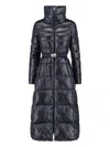 Herno Maxi Puffer Jacket With Belt And High Collar In Black