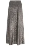 Herno Maxi Skirt With All-over Sequins In Gray