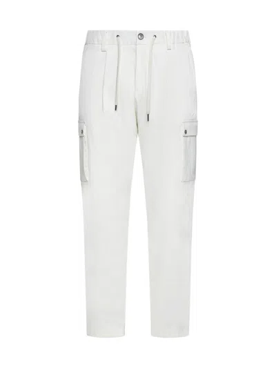 Herno Mechanical Stretch Twill Cargo Trousers In White