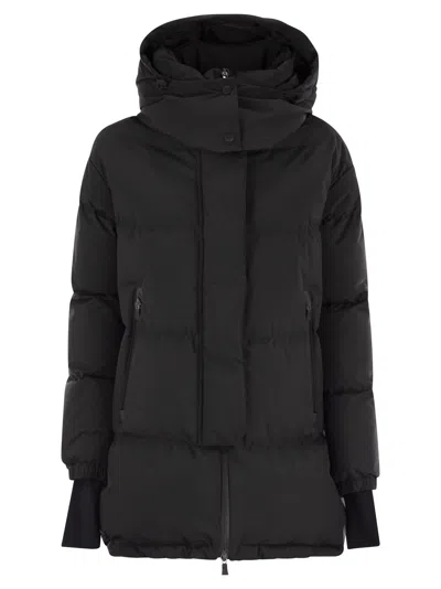 Herno Medium 2 Layer Hooded Down Jacket In Black