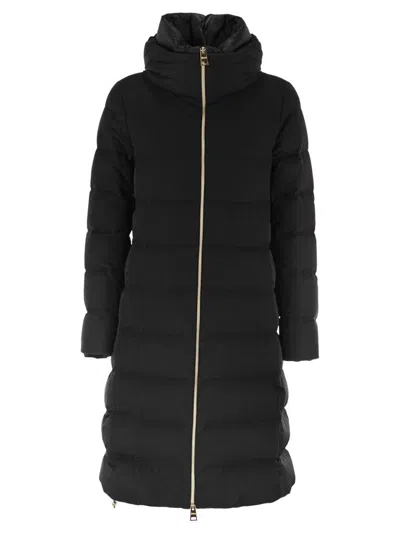 Herno Down-feather Mid-length Coat In Black