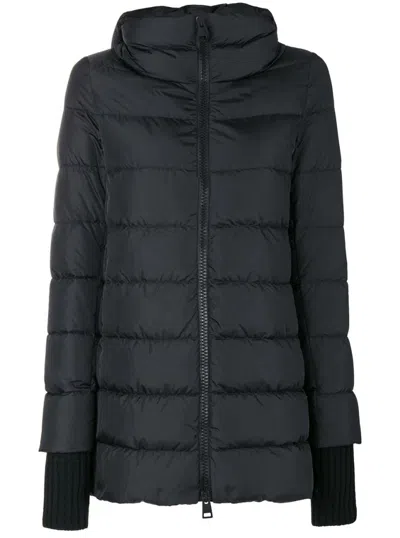 Herno Quilted Padded Jacket With High Collar And Hood In Black