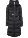 Herno Down Coat With Adjustable Waist And Silhouette In Black