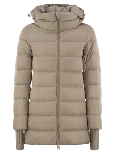 Herno Medium Down Jacket With Hood In Brown