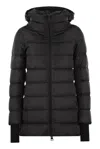 Herno Medium-length Down Jacket With Removable Hood And Wool Sleeves In Black