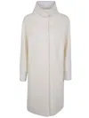 Herno Long Zip Jacket Concealed Pockets In Neutral