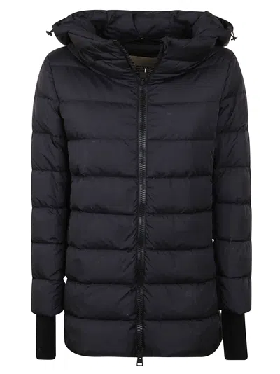 HERNO MEDIUM LENGTH PADDED DOWN JACKET WITH WOOL SLEEVES