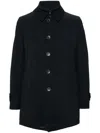 Herno Medium-length Structured Coat With Button-up Front In Black