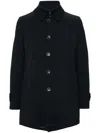 Herno Medium-length Structured Coat With Button-up Front In Black