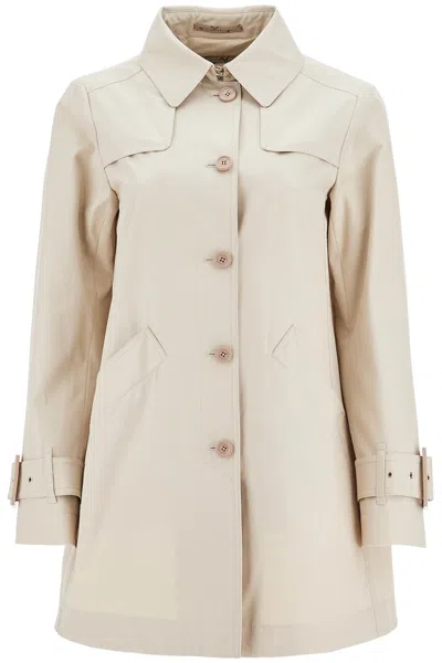 Herno Medium Length Waterproof Beige Cotton Trench Coat With Buttons Women