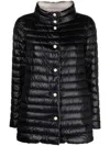 Herno Black Down Jacket With Snap Buttoned High Neck In Tech Fabric Woman In Black