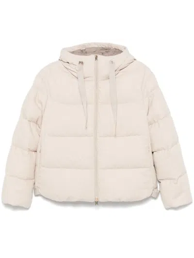 Herno Mélange-effect Puffer Jacket In Neutrals