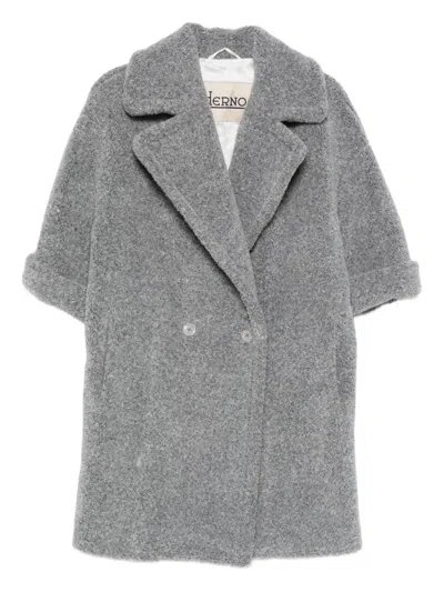 Herno Melange Teddy Coat In Gray