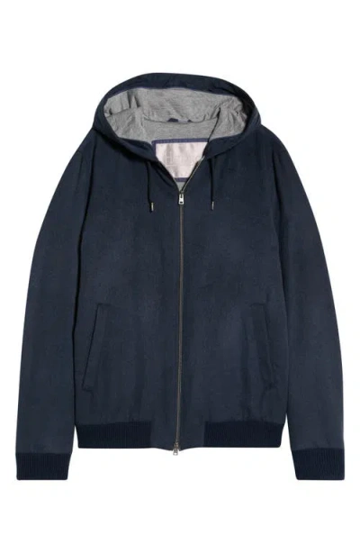 Herno Mèlange Zip Hoodie In Blue