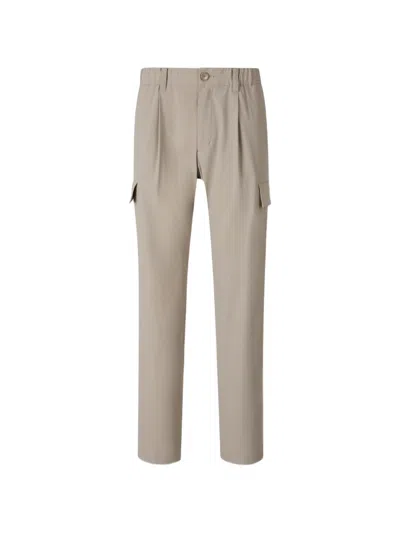 Herno Resort Pleated-detail Cargo-pocket Trousers In Neutral