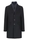 Herno Melton Wool Coat With Detachable Padded Inner Layer In Black