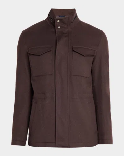Herno High-neck Pocket-detail Jacket In Burgundy