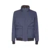 Herno Bomber Jacket With Removable Shearling Detail In Blue