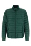 Herno Nylon Down Jacket Elasticated Cuffs Stand Collar In Green