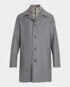Herno Men's Car Coat With Bib In Gray