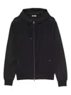 Herno Hooded Drawstring Jackets With Ribbed Finish In Black