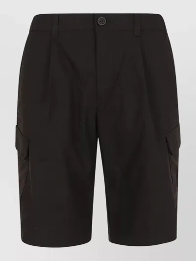 Herno Men Cargo Bermuda Shorts Elastic Waistband In Black