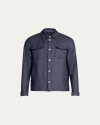 Herno Men's Coated Cashmere-blend Overshirt In Navy