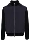 Herno Knitted Panels Down Jacket In Blue