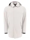Herno Grey Coat With Hood And Zip Closure In Grey
