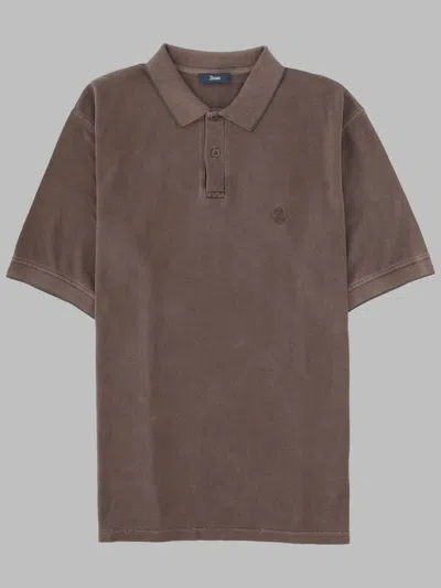 Herno Polo Con Logo In Brown