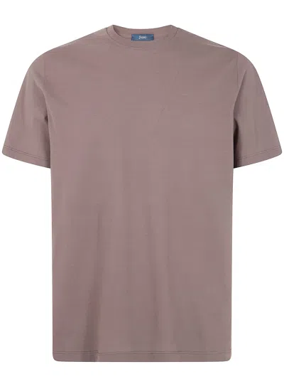Herno Men Crepe De Chine T-shirt In Brown