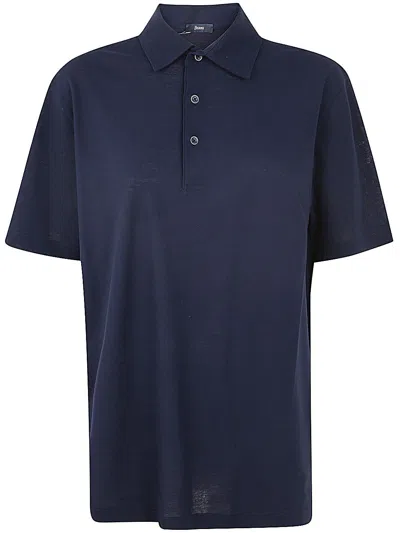 Herno Men Crepe Polo In Blue