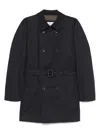 Herno Double-breasted Padded Stretch-shell Down Peacoat In Blue