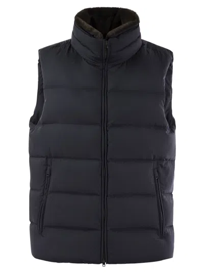 HERNO HERNO MEN DOWN-FILLED WAISTCOAT WITH FUR INSERT