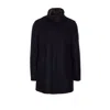 Herno High Neck Coat With Removable Shearling Collar In Blue