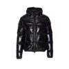 Herno Shiny Lacquer Bomber Jacket With Quilted Texture In Black