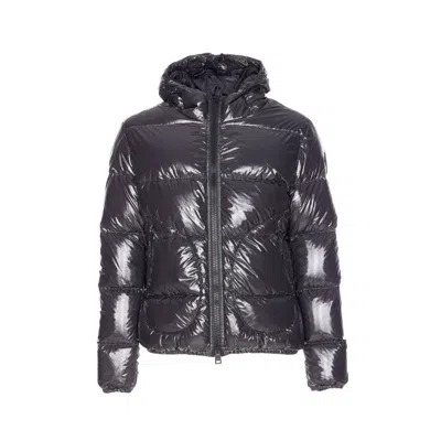 Herno Dark Grey Down Jacket In Purple