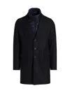 Herno Men's Herringbone Wool-blend Coat In Blue