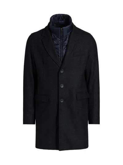 Herno Men's Herringbone Wool-blend Coat In Blue