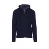 Herno Hooded Cardigan With Removable Detail And Pockets In Blue
