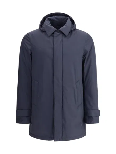 Herno Men Hooded Down Jacket In Blue